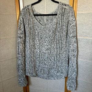 Free People Pegasus Yarn West End‎ Pullover Chunky Sweater Size M Grey Winter
